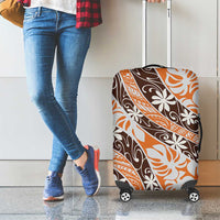 Puatou Tahiti Tiare Monstera Luggage Cover Polynesian Pattern Curve Style - Polynesian Pride