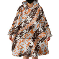 Puatou Tahiti Tiare Monstera Wearable Blanket Hoodie Polynesian Pattern Curve Style - Polynesian Pride