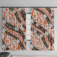 Puatou Tahiti Tiare Monstera Window Curtain Polynesian Pattern Curve Style - Polynesian Pride