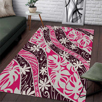 Tarona Tahiti Tiare Monstera Area Rug Polynesian Pattern Curve Style - Polynesian Pride