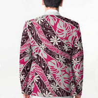 Tarona Tahiti Tiare Monstera Blazer Polynesian Pattern Curve Style - Polynesian Pride