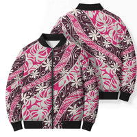 Tarona Tahiti Tiare Monstera Bomber Puffer Jacket Polynesian Pattern Curve Style - Polynesian Pride