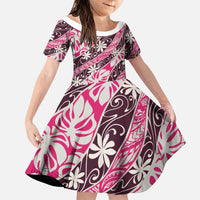 Tarona Tahiti Tiare Monstera Family Matching Short Sleeve Bodycon Dress and Hawaiian Shirt Polynesian Pattern Curve Style - Polynesian Pride