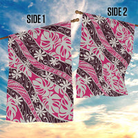 Tarona Tahiti Tiare Monstera Garden Flag Polynesian Pattern Curve Style - Polynesian Pride