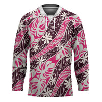 Tarona Tahiti Tiare Monstera Hockey Jersey Polynesian Pattern Curve Style LT01 Unisex Pink - Polynesian Pride