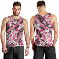 Tarona Tahiti Tiare Monstera Men Tank Top Polynesian Pattern Curve Style - Polynesian Pride