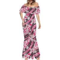 Tarona Tahiti Tiare Monstera Mermaid Dress Polynesian Pattern Curve Style - Polynesian Pride