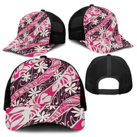 Tarona Tahiti Tiare Monstera Mesh Trucker Cap Polynesian Pattern Curve Style - Polynesian Pride