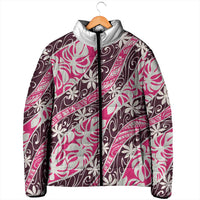 Tarona Tahiti Tiare Monstera Padded Jacket Polynesian Pattern Curve Style - Polynesian Pride