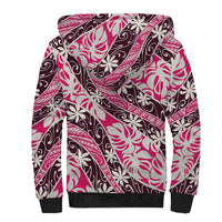 Tarona Tahiti Tiare Monstera Sherpa Hoodie Polynesian Pattern Curve Style - Polynesian Pride