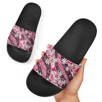 Tarona Tahiti Tiare Monstera Slide Sandals Polynesian Pattern Curve Style - Polynesian Pride