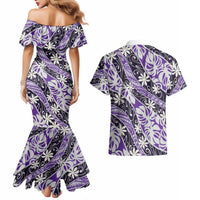 Vareau Tahiti Tiare Monstera Couples Matching Mermaid Dress and Hawaiian Shirt Polynesian Pattern Curve Style LT01 - Polynesian Pride