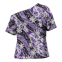 Vareau Tahiti Tiare Monstera Cross Shoulder Shirt Polynesian Pattern Curve Style LT01 - Polynesian Pride