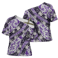 Vareau Tahiti Tiare Monstera Cross Shoulder Shirt Polynesian Pattern Curve Style LT01 - Polynesian Pride