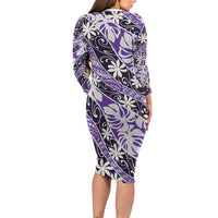 Vareau Tahiti Tiare Monstera Family Matching Long Sleeve Bodycon Dress and Hawaiian Shirt Polynesian Pattern Curve Style - Polynesian Pride