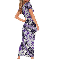 Vareau Tahiti Tiare Monstera Family Matching Short Sleeve Bodycon Dress and Hawaiian Shirt Polynesian Pattern Curve Style - Polynesian Pride