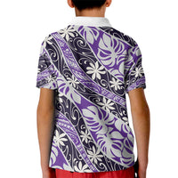 Vareau Tahiti Tiare Monstera Kid Polo Shirt Polynesian Pattern Curve Style LT01 - Polynesian Pride