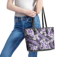 Vareau Tahiti Tiare Monstera Leather Tote Bag Polynesian Pattern Curve Style - Polynesian Pride
