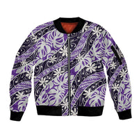 Vareau Tahiti Tiare Monstera Sleeve Zip Bomber Jacket Polynesian Pattern Curve Style - Polynesian Pride