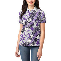 Vareau Tahiti Tiare Monstera Women Polo Shirt Polynesian Pattern Curve Style - Polynesian Pride