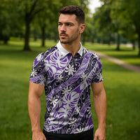 Vareau Tahiti Tiare Monstera Zipper Polo Shirt Polynesian Pattern Curve Style LT01 - Polynesian Pride