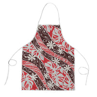 Uteute Tahiti Tiare Monstera Apron Polynesian Pattern Curve Style - Polynesian Pride
