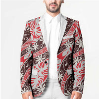 Uteute Tahiti Tiare Monstera Blazer Polynesian Pattern Curve Style - Polynesian Pride