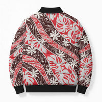 Uteute Tahiti Tiare Monstera Bomber Puffer Jacket Polynesian Pattern Curve Style - Polynesian Pride