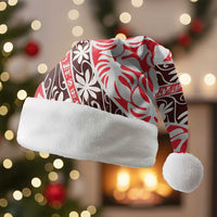 Uteute Tahiti Tiare Monstera Christmas Santa Hat Polynesian Pattern Curve Style - Polynesian Pride