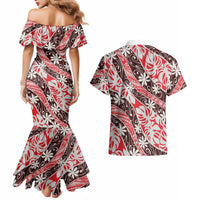 Uteute Tahiti Tiare Monstera Couples Matching Mermaid Dress and Hawaiian Shirt Polynesian Pattern Curve Style LT01 - Polynesian Pride
