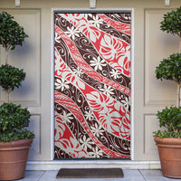 Uteute Tahiti Tiare Monstera Door Cover Polynesian Pattern Curve Style - Polynesian Pride