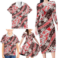 Uteute Tahiti Tiare Monstera Family Matching Long Sleeve Bodycon Dress and Hawaiian Shirt Polynesian Pattern Curve Style - Polynesian Pride
