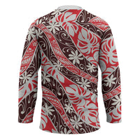 Uteute Tahiti Tiare Monstera Hockey Jersey Polynesian Pattern Curve Style LT01 - Polynesian Pride