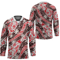 Uteute Tahiti Tiare Monstera Hockey Jersey Polynesian Pattern Curve Style LT01 - Polynesian Pride