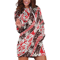 Uteute Tahiti Tiare Monstera Hoodie Dress Polynesian Pattern Curve Style - Polynesian Pride