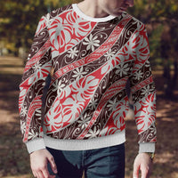 Uteute Tahiti Tiare Monstera Ugly Christmas Sweater Polynesian Pattern Curve Style - Polynesian Pride