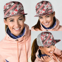 Uteute Tahiti Tiare Monstera Mesh Trucker Cap Polynesian Pattern Curve Style - Polynesian Pride