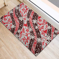 Uteute Tahiti Tiare Monstera Rubber Doormat Polynesian Pattern Curve Style - Polynesian Pride