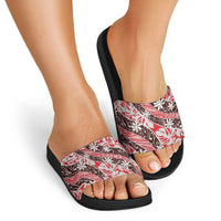Uteute Tahiti Tiare Monstera Slide Sandals Polynesian Pattern Curve Style - Polynesian Pride