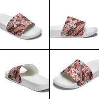 Uteute Tahiti Tiare Monstera Slide Sandals Polynesian Pattern Curve Style - Polynesian Pride