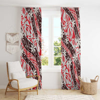 Uteute Tahiti Tiare Monstera Window Curtain Polynesian Pattern Curve Style - Polynesian Pride