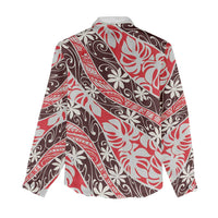 Uteute Tahiti Tiare Monstera Women Casual Shirt Polynesian Pattern Curve Style LT01 - Polynesian Pride
