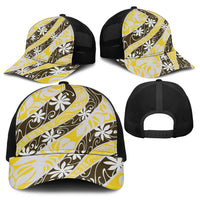 Rearea Tahiti Tiare Monstera Baseball Net Cap Polynesian Pattern Curve Style - Polynesian Pride
