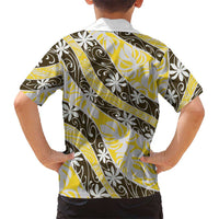 Rearea Tahiti Tiare Monstera Family Matching Off The Shoulder Long Sleeve Dress and Hawaiian Shirt Polynesian Pattern Curve Style - Polynesian Pride