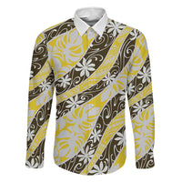 Rearea Tahiti Tiare Monstera Family Matching Off The Shoulder Long Sleeve Dress and Hawaiian Shirt Polynesian Pattern Curve Style - Polynesian Pride