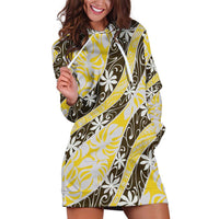 Rearea Tahiti Tiare Monstera Hoodie Dress Polynesian Pattern Curve Style - Polynesian Pride