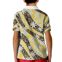 Rearea Tahiti Tiare Monstera Kid Polo Shirt Polynesian Pattern Curve Style LT01 - Polynesian Pride