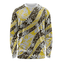 Rearea Tahiti Tiare Monstera Long Sleeve Shirt Polynesian Pattern Curve Style - Polynesian Pride