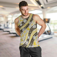 Rearea Tahiti Tiare Monstera Men Tank Top Polynesian Pattern Curve Style - Polynesian Pride