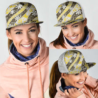 Rearea Tahiti Tiare Monstera Mesh Trucker Cap Polynesian Pattern Curve Style - Polynesian Pride
